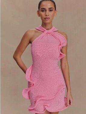 MESHKI Caprice Halter Knit Mini Dress